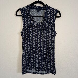 Banana Republic Womens Small Navy Chain Top‎ Old Money Preppy Layer Equestrian